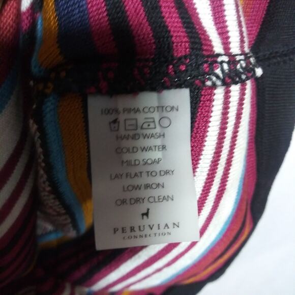 Peruvian Connection Striped Fairisle Knit Pima Cotton 3/4 Sleeve Dress Size L - Picture 6 of 8